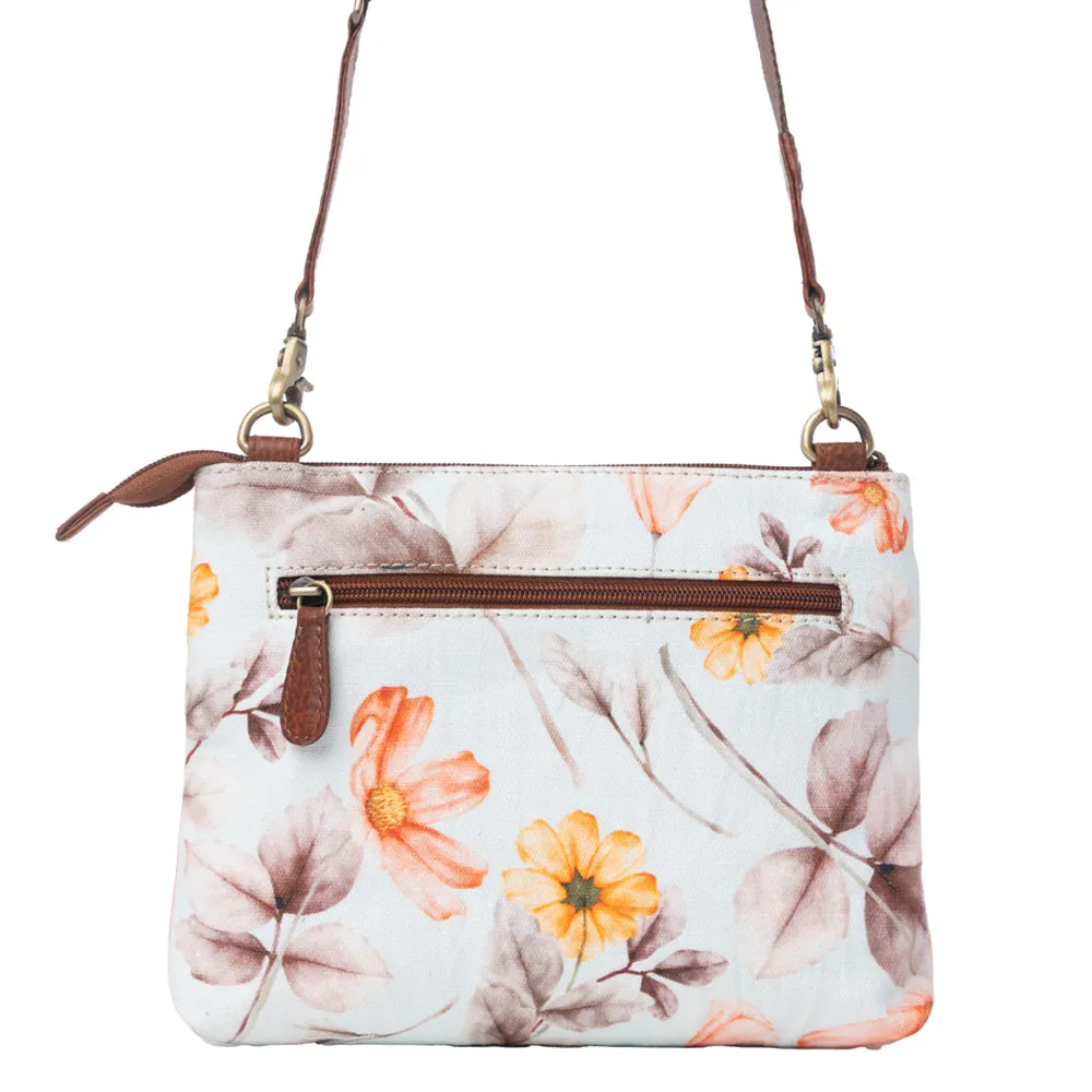 Maple Ridge Cotton & Leather Crossbody Bag in Powder Sky sold by Myra Bag product image thumbnail 3