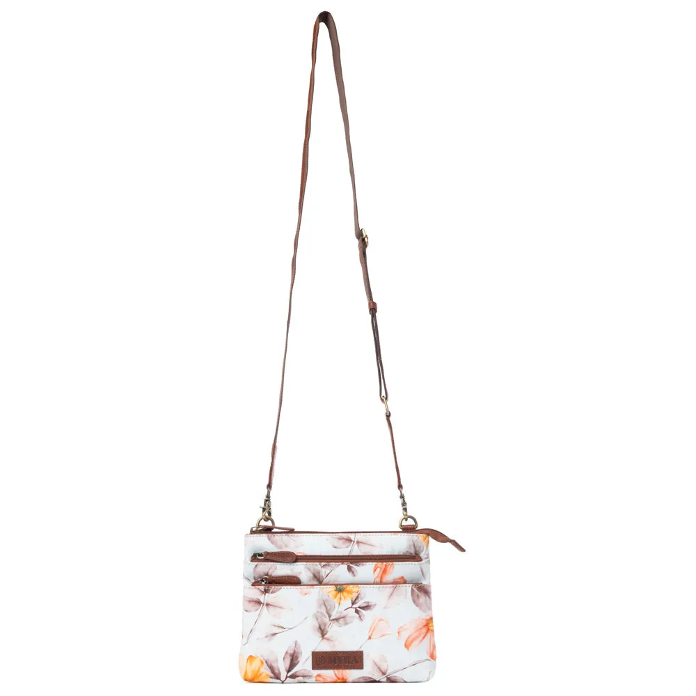 Maple Ridge Cotton & Leather Crossbody Bag in Powder Sky sold by Myra Bag product image thumbnail 4