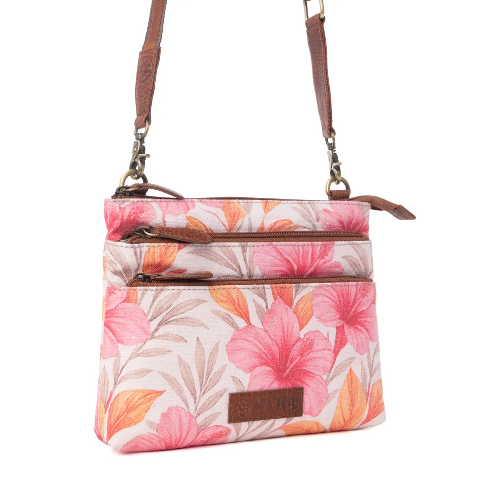 Maple Ridge Cotton & Leather Crossbody Bag in Rose Petal sold by Myra Bag product image thumbnail 2