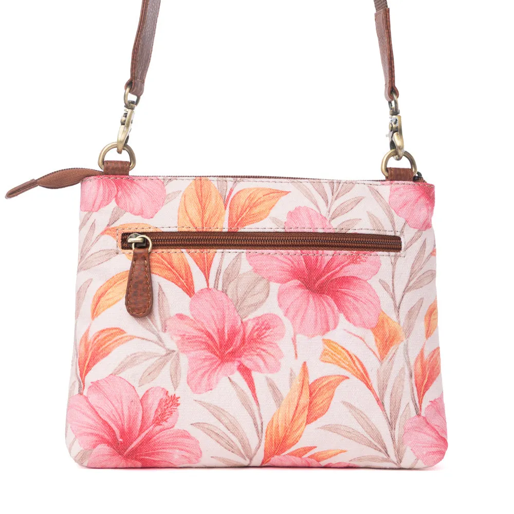 Maple Ridge Cotton & Leather Crossbody Bag in Rose Petal sold by Myra Bag product image thumbnail 3