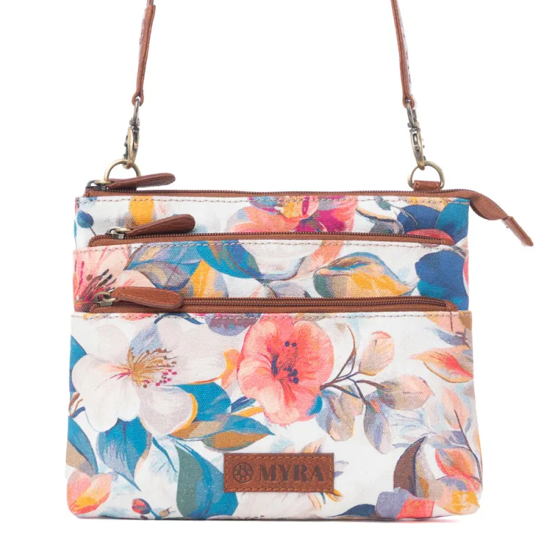 Maple Ridge Cotton & Leather Crossbody Bag in Painted Ivory made by Myra Bag