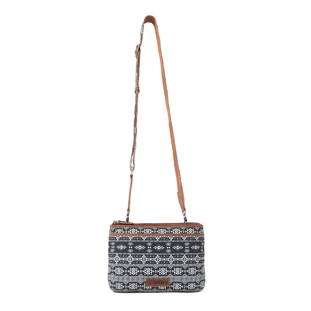 Tribal Hollow Cotton & Leather Crossbody Bag in Midnight Onyx sold by Myra Bag product image thumbnail 4