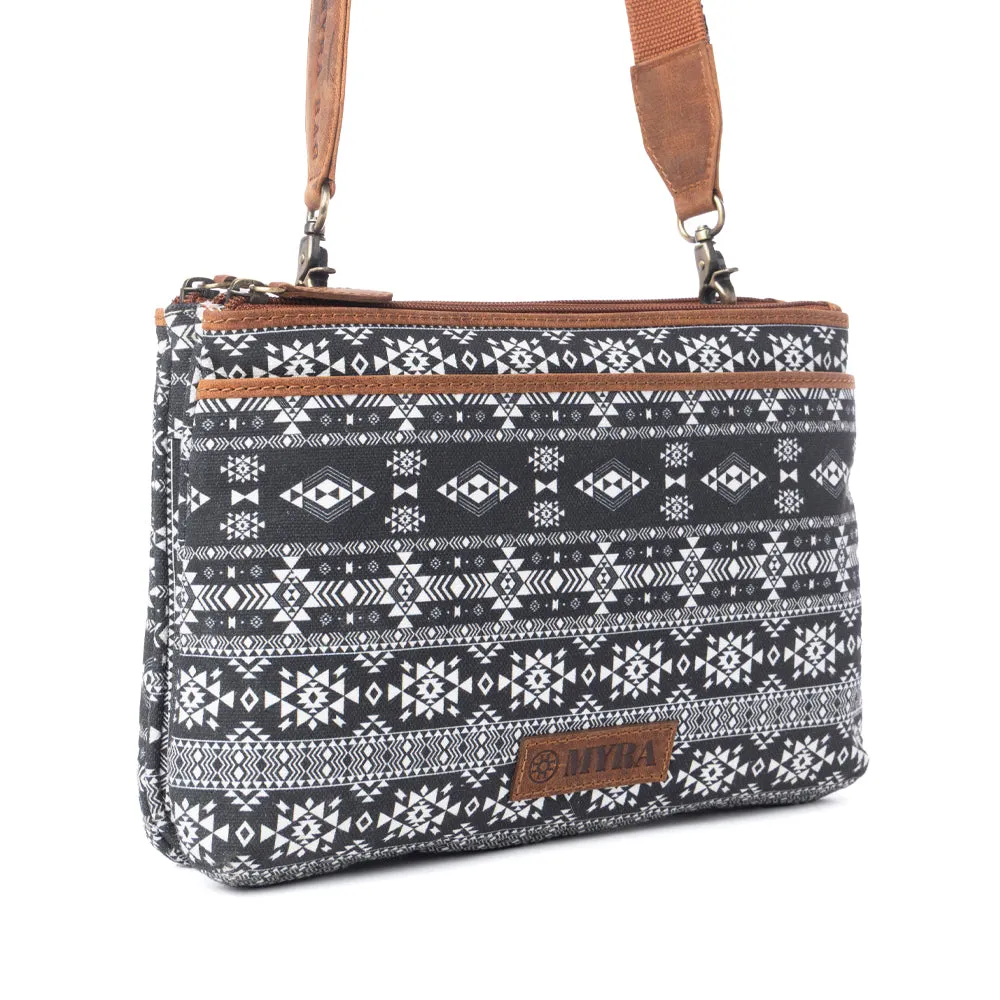 Tribal Hollow Cotton & Leather Crossbody Bag in Midnight Onyx sold by Myra Bag product image thumbnail 2