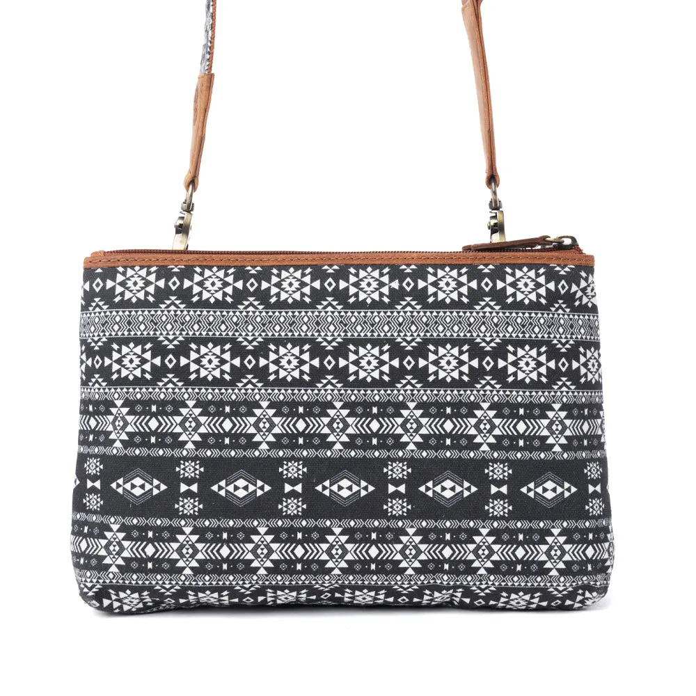 Tribal Hollow Cotton & Leather Crossbody Bag in Midnight Onyx sold by Myra Bag product image thumbnail 3