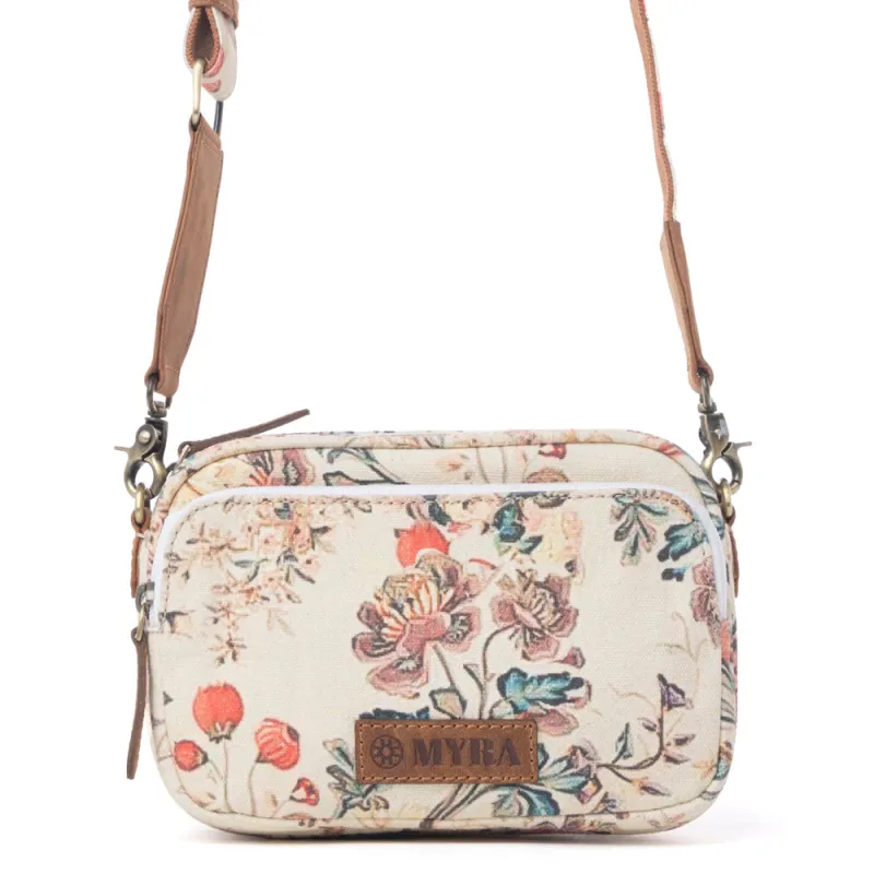 Meadow Song Cotton & Leather Crossbody Bag in Primrose Yellow made by Myra Bag