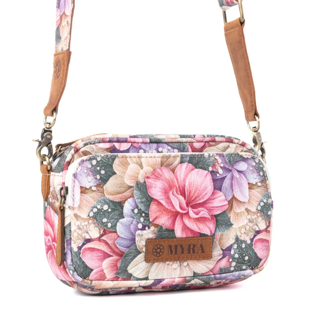 Meadow Song Cotton & Leather Crossbody Bag in Meadow Blush sold by Myra Bag product image thumbnail 2