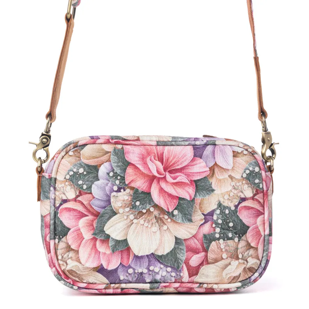 Meadow Song Cotton & Leather Crossbody Bag in Meadow Blush sold by Myra Bag product image thumbnail 3