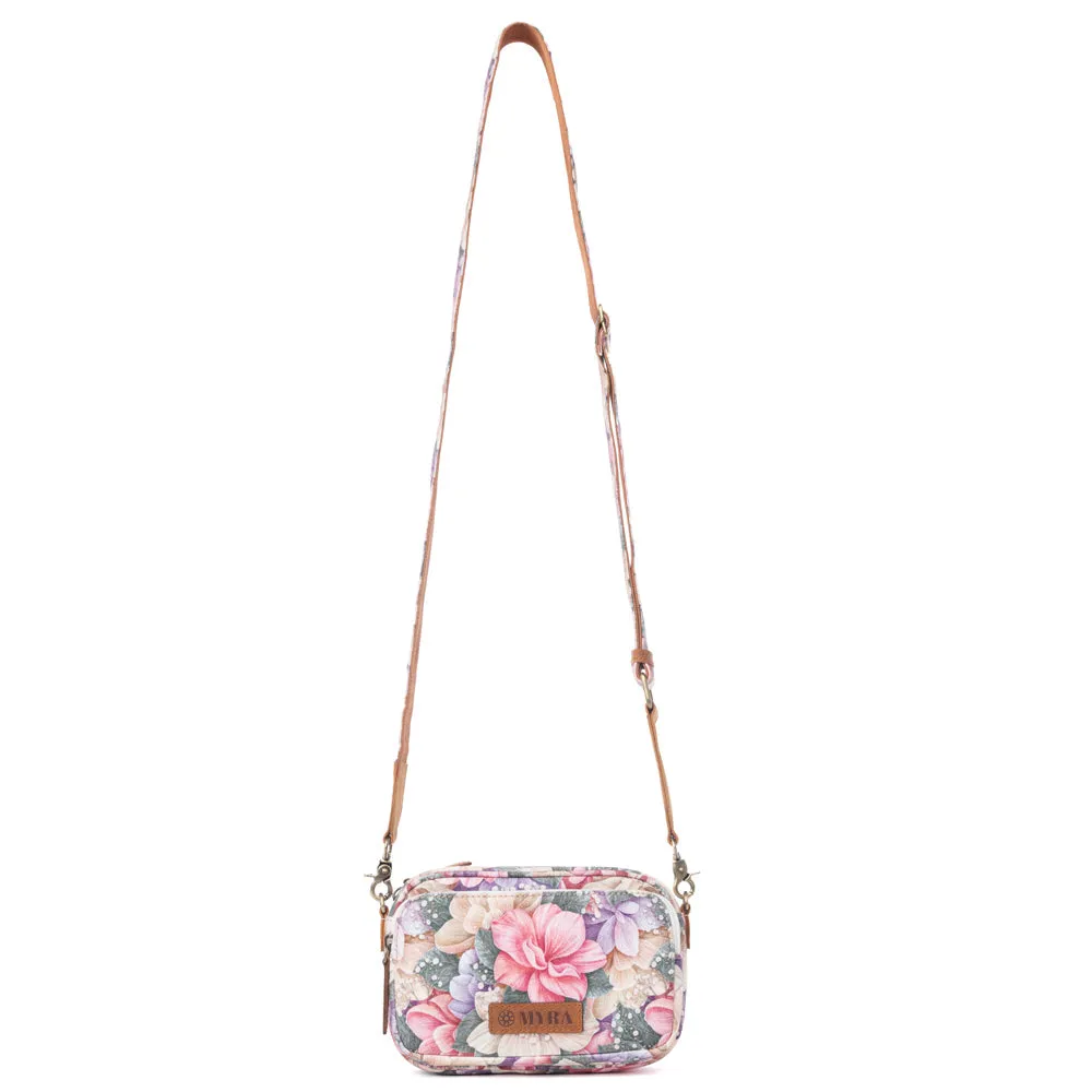 Meadow Song Cotton & Leather Crossbody Bag in Meadow Blush sold by Myra Bag product image thumbnail 4
