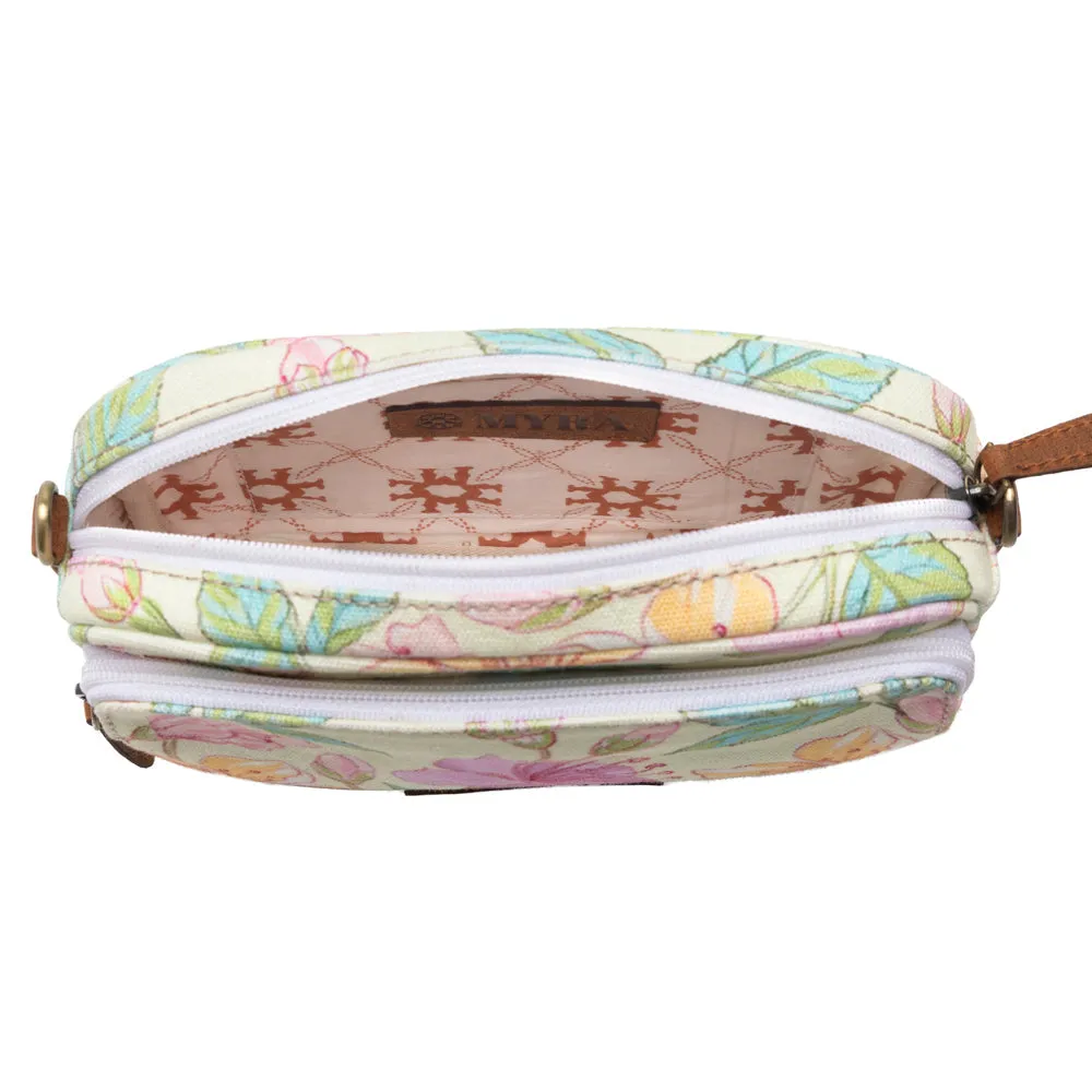 Meadow Song Cotton & Leather Crossbody Bag in Lemon Blossom sold by Myra Bag product image thumbnail 5