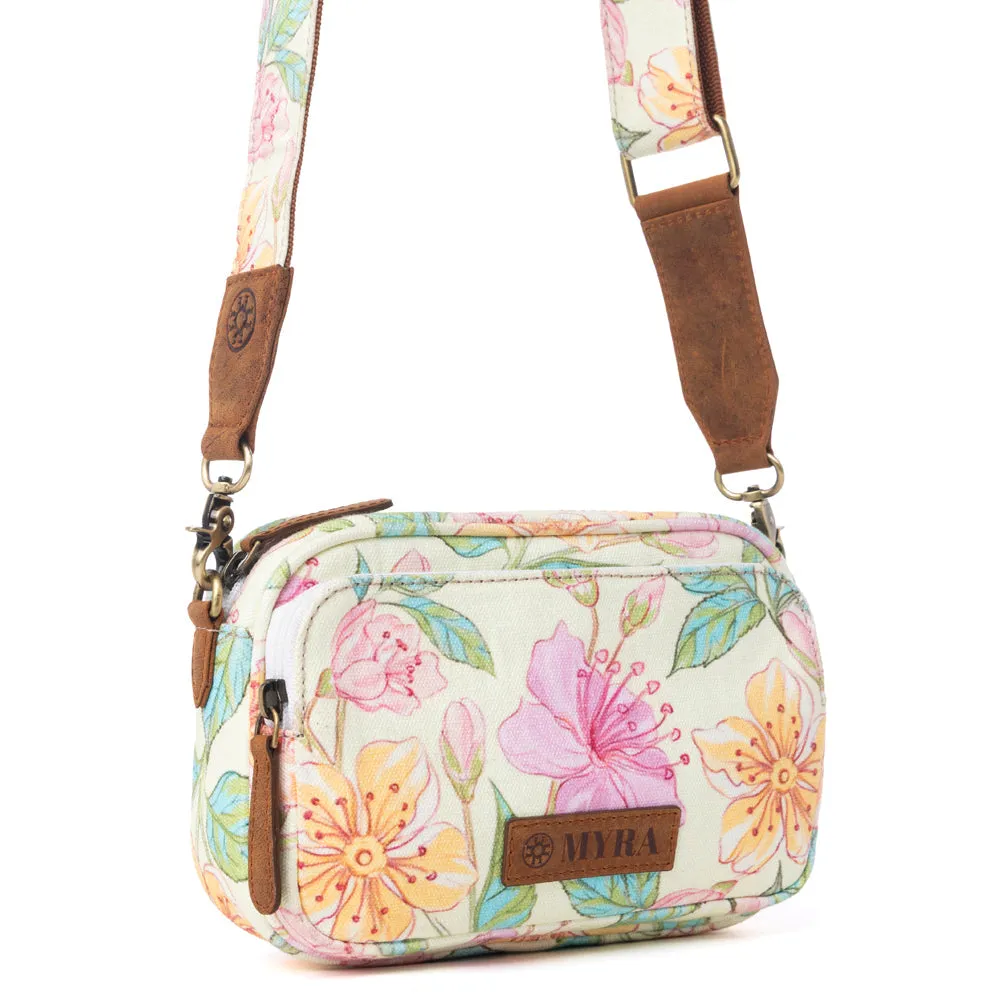 Meadow Song Cotton & Leather Crossbody Bag in Lemon Blossom sold by Myra Bag product image thumbnail 2