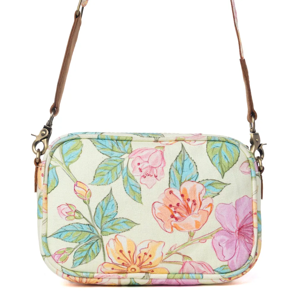 Meadow Song Cotton & Leather Crossbody Bag in Lemon Blossom sold by Myra Bag product image thumbnail 3