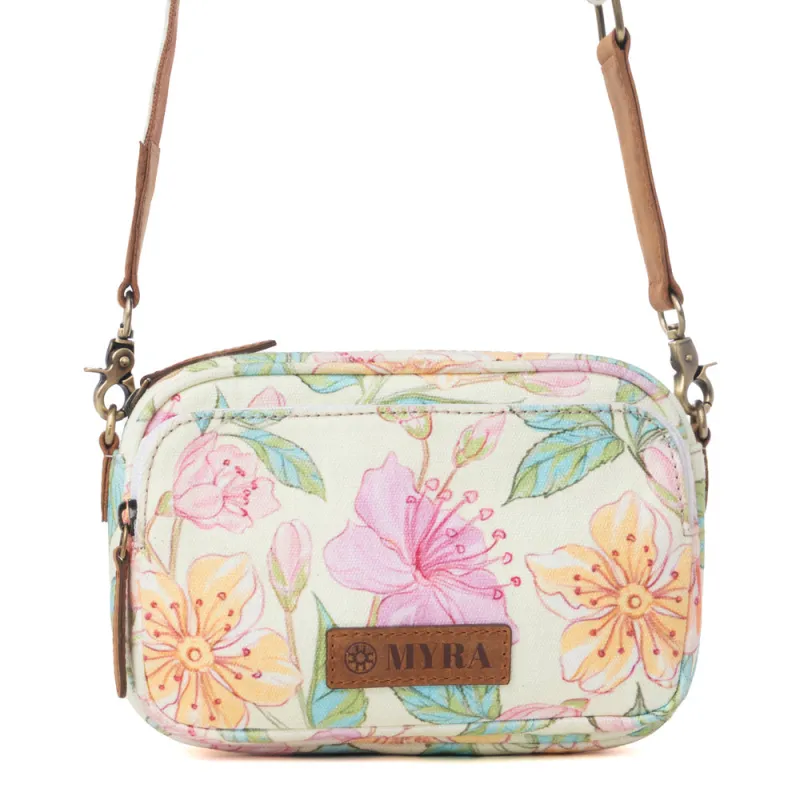 Meadow Song Cotton & Leather Crossbody Bag in Lemon Blossom made by Myra Bag