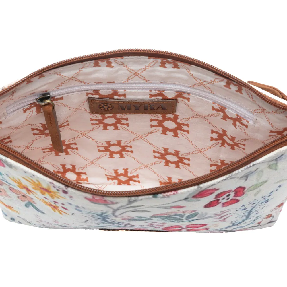 Wildflower Trail Cotton & Leather Crossbody Bag in Spring Sand sold by Myra Bag product image thumbnail 5