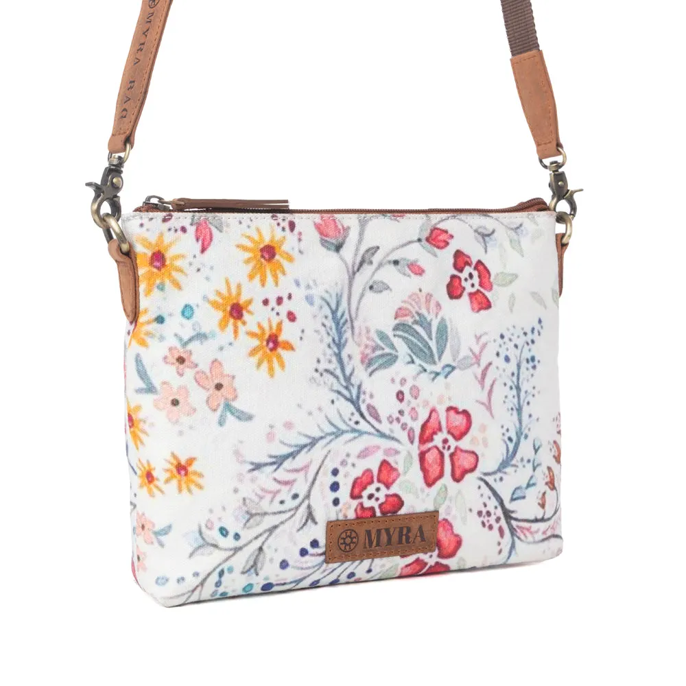 Wildflower Trail Cotton & Leather Crossbody Bag in Spring Sand sold by Myra Bag product image thumbnail 2