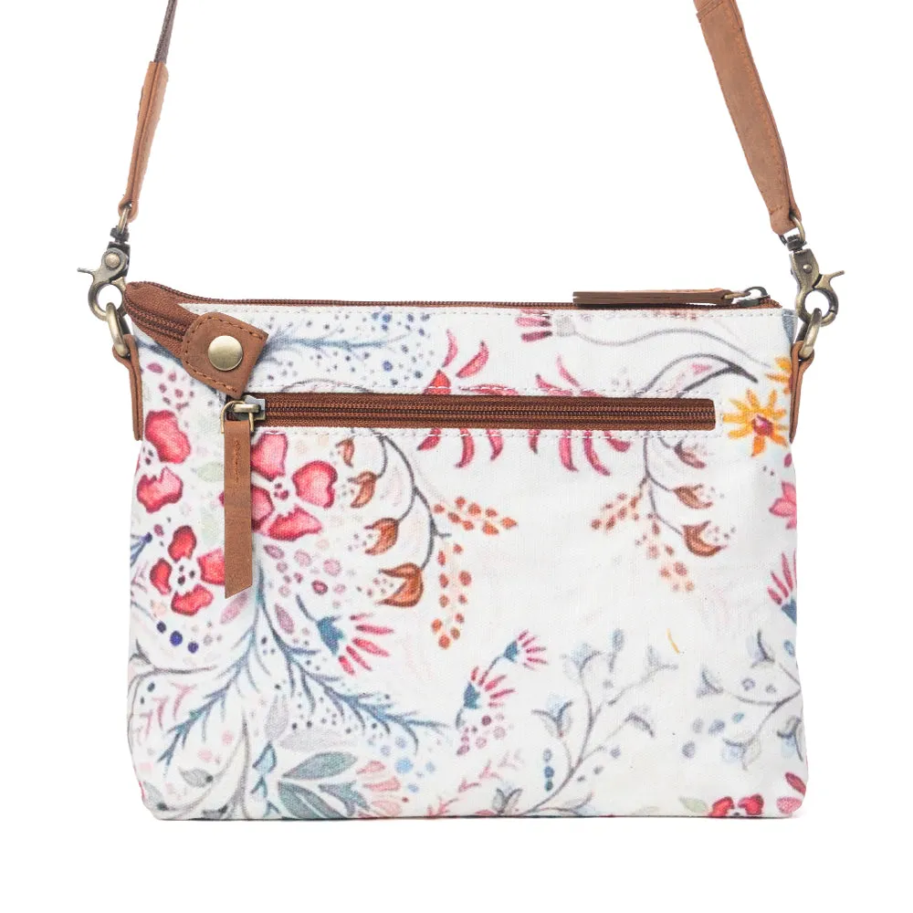 Wildflower Trail Cotton & Leather Crossbody Bag in Spring Sand sold by Myra Bag product image thumbnail 3