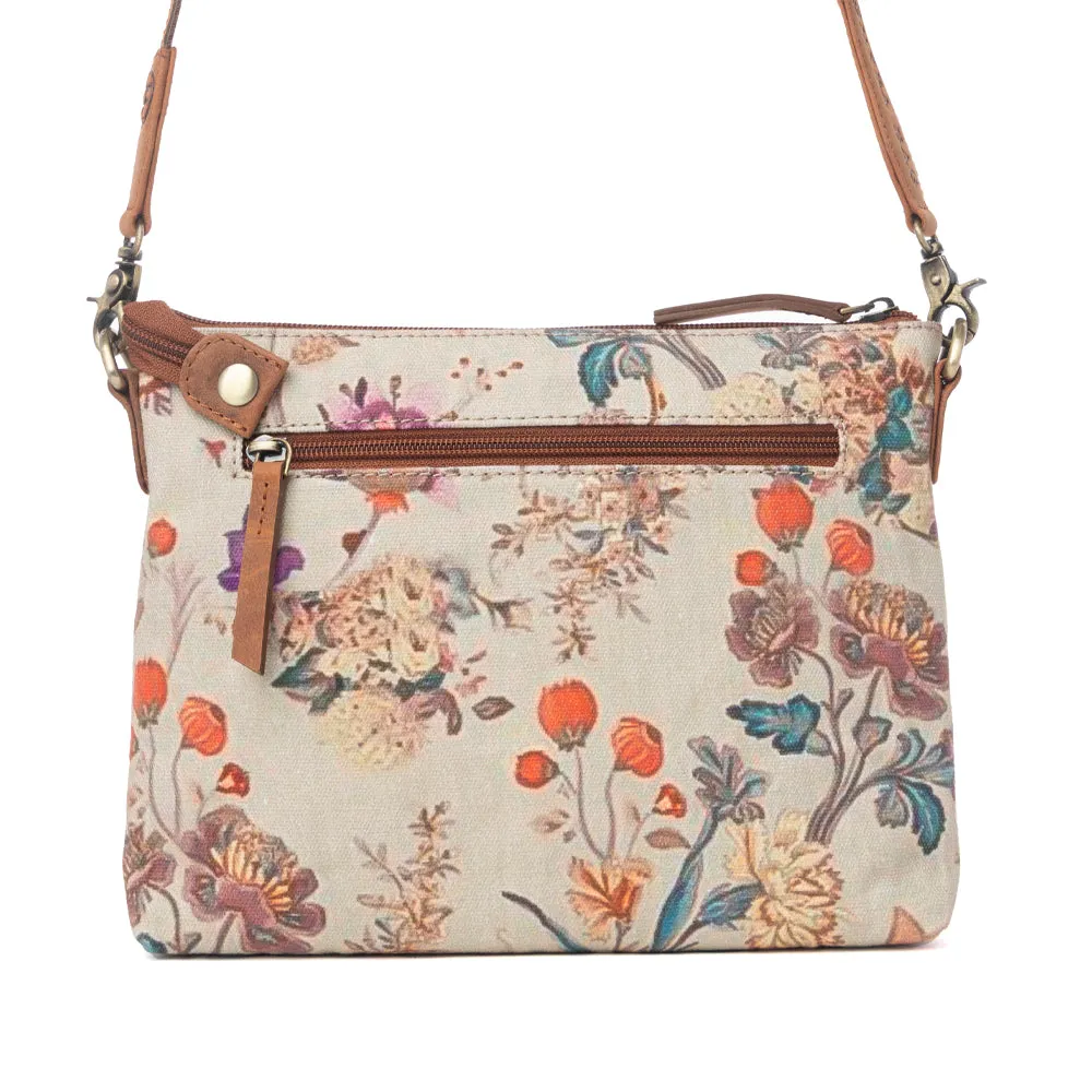 Wildflower Trail Cotton & Leather Crossbody Bag in Sunlit Bloom sold by Myra Bag product image thumbnail 3
