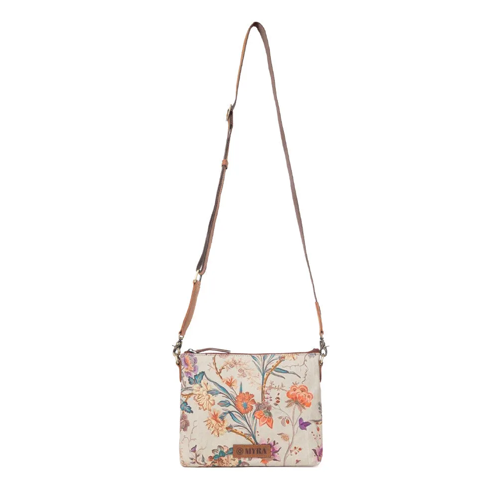 Wildflower Trail Cotton & Leather Crossbody Bag in Sunlit Bloom sold by Myra Bag product image thumbnail 4