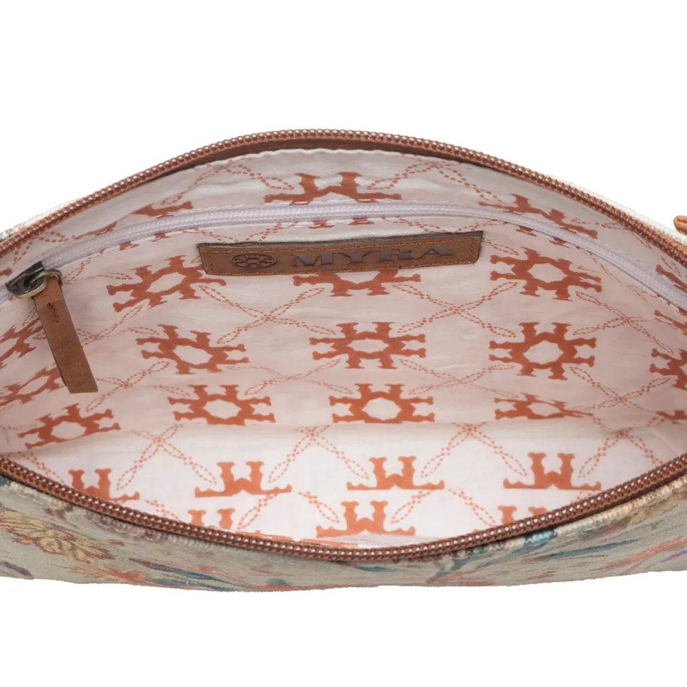 Wildflower Trail Cotton & Leather Crossbody Bag in Sunlit Bloom sold by Myra Bag product image thumbnail 5