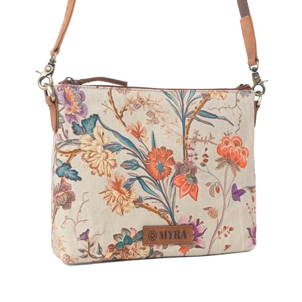 Wildflower Trail Cotton & Leather Crossbody Bag in Sunlit Bloom sold by Myra Bag product image thumbnail 2