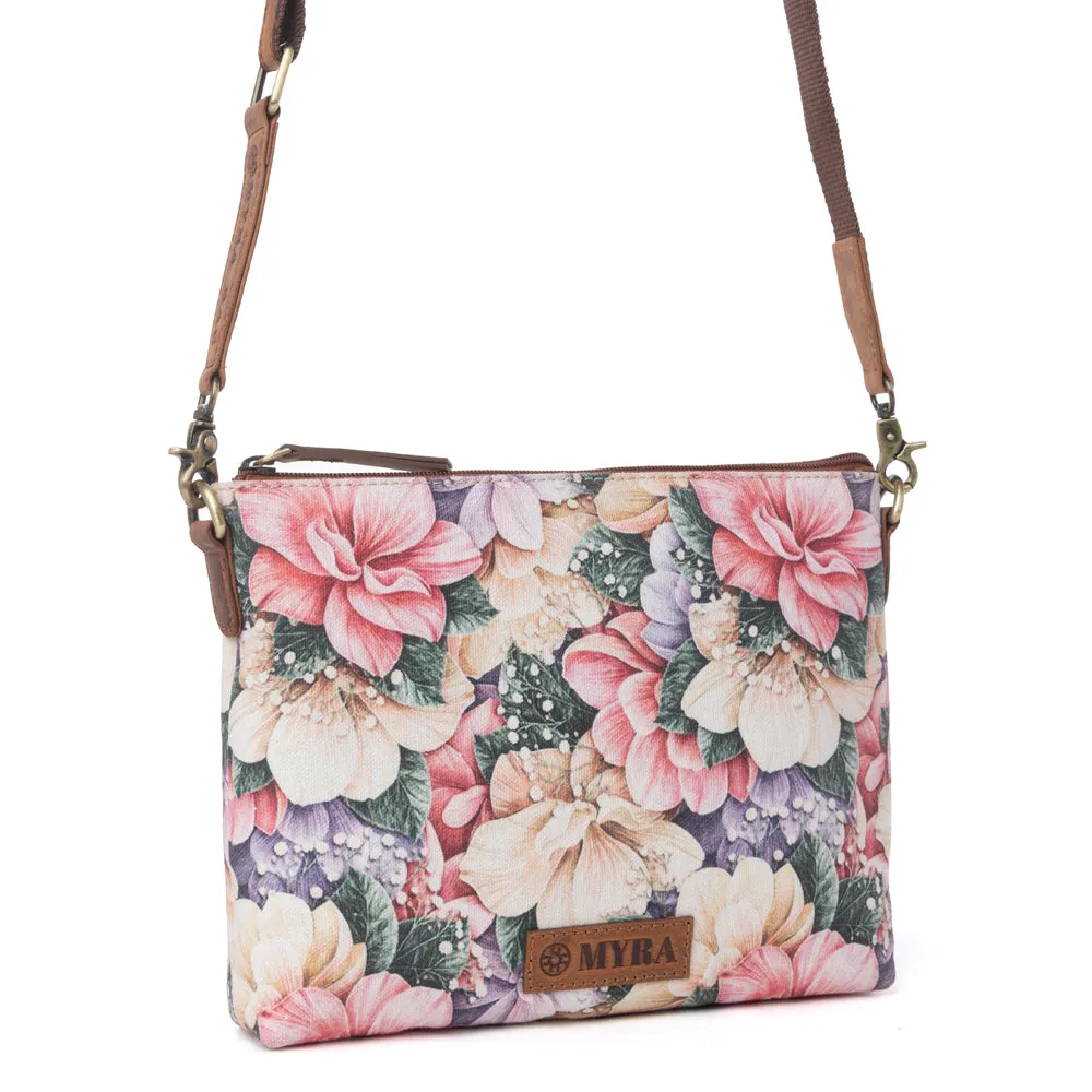 Wildflower Trail Cotton & Leather Crossbody Bag in Vintage Rose sold by Myra Bag product image thumbnail 2