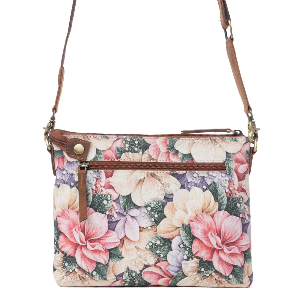 Wildflower Trail Cotton & Leather Crossbody Bag in Vintage Rose sold by Myra Bag product image thumbnail 3
