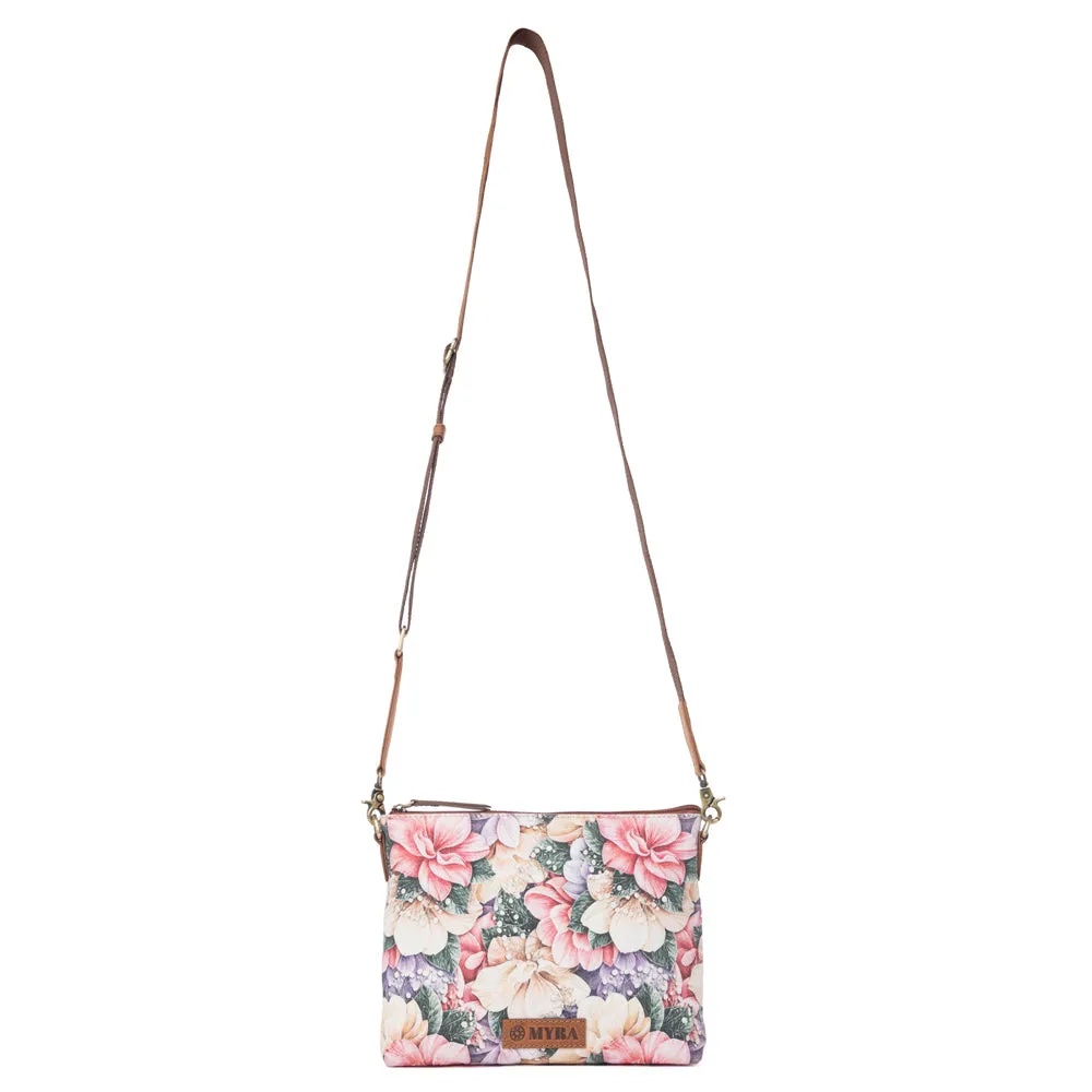 Wildflower Trail Cotton & Leather Crossbody Bag in Vintage Rose sold by Myra Bag product image thumbnail 4