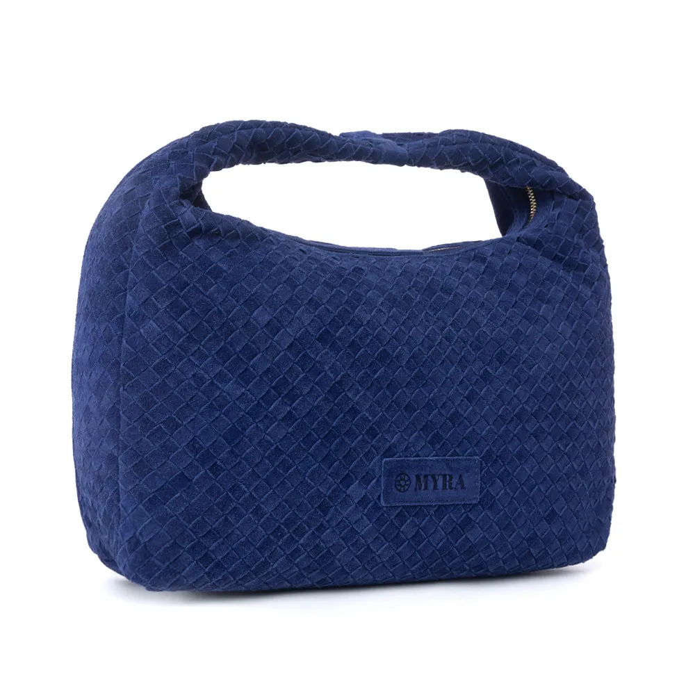 Saddle Weave Genuine Suede Leather Bag in Royal Blue sold by Myra Bag product image thumbnail 2