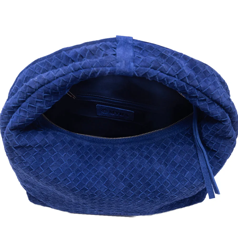 Saddle Weave Genuine Suede Leather Bag in Royal Blue sold by Myra Bag product image thumbnail 4