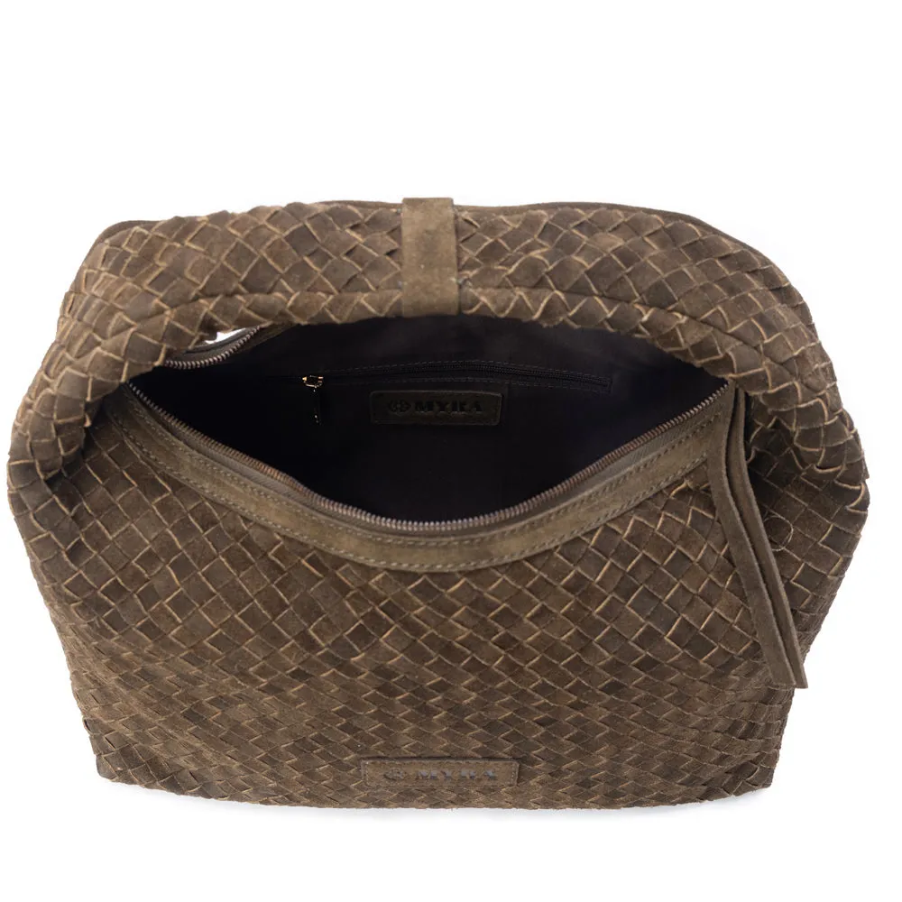 Saddle Weave Genuine Suede Leather Bag in Bridle Bronze sold by Myra Bag product image thumbnail 4