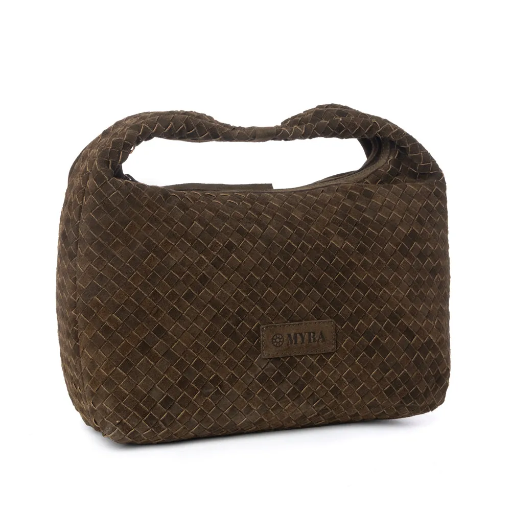 Saddle Weave Genuine Suede Leather Bag in Bridle Bronze sold by Myra Bag product image thumbnail 2