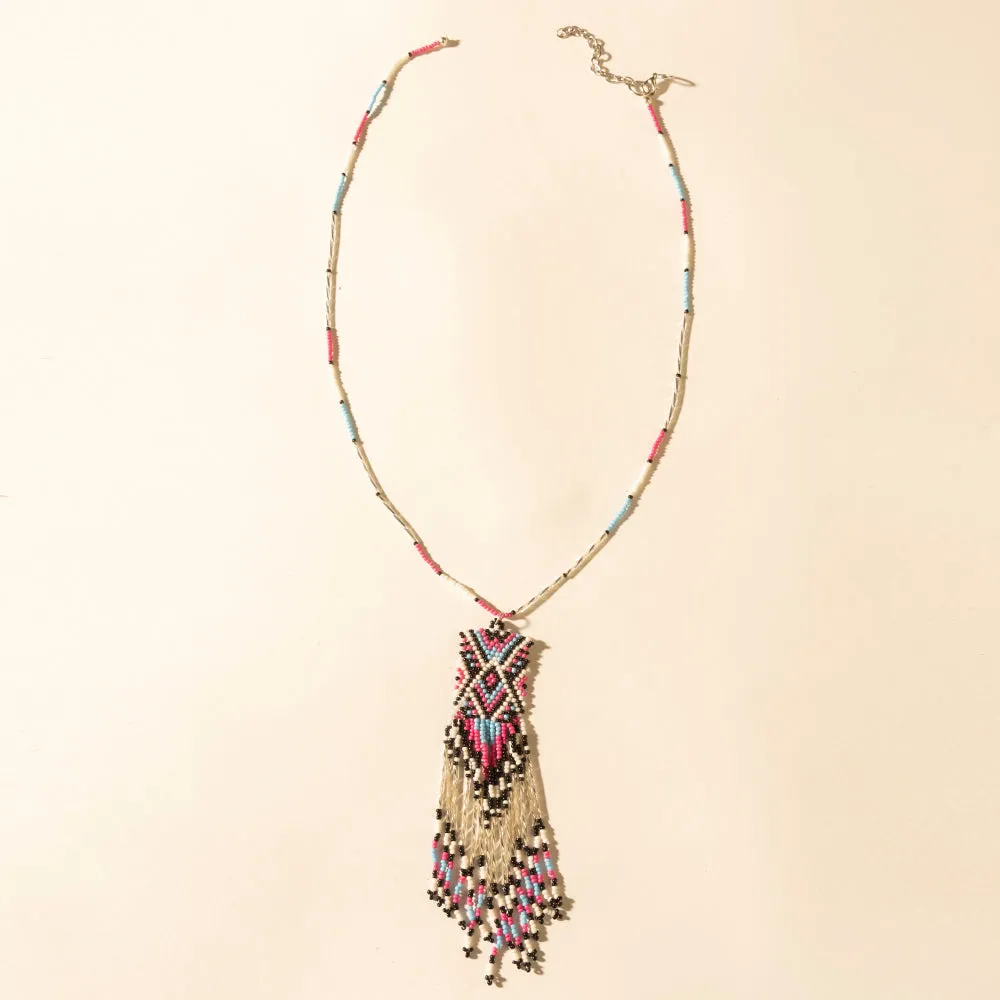 Sky and Coral in necklace in Turquoise sold by Myra Bag