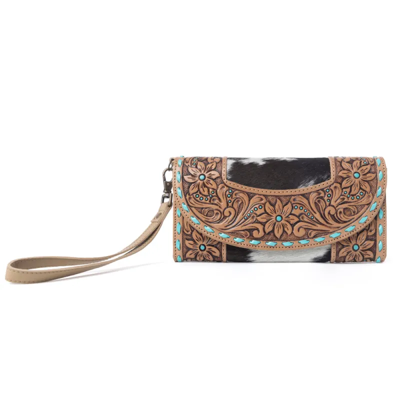 Stoneflower Hairon Leather Women's Wallet in Onyx Pearl made by Myra Bag