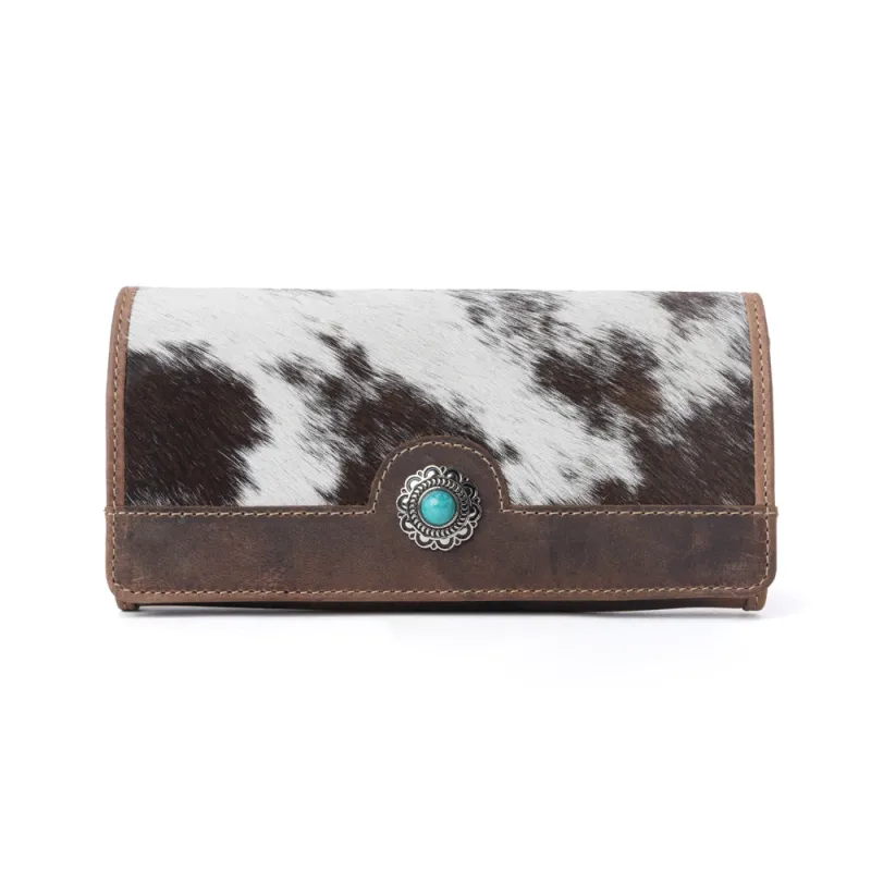 Rustwood Concho Leather Women’s Wallet in Charcoal Cream made by Myra Bag