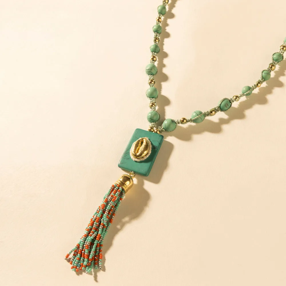 Sun strung beaded necklace in Turquoise sold by Myra Bag product image thumbnail 2