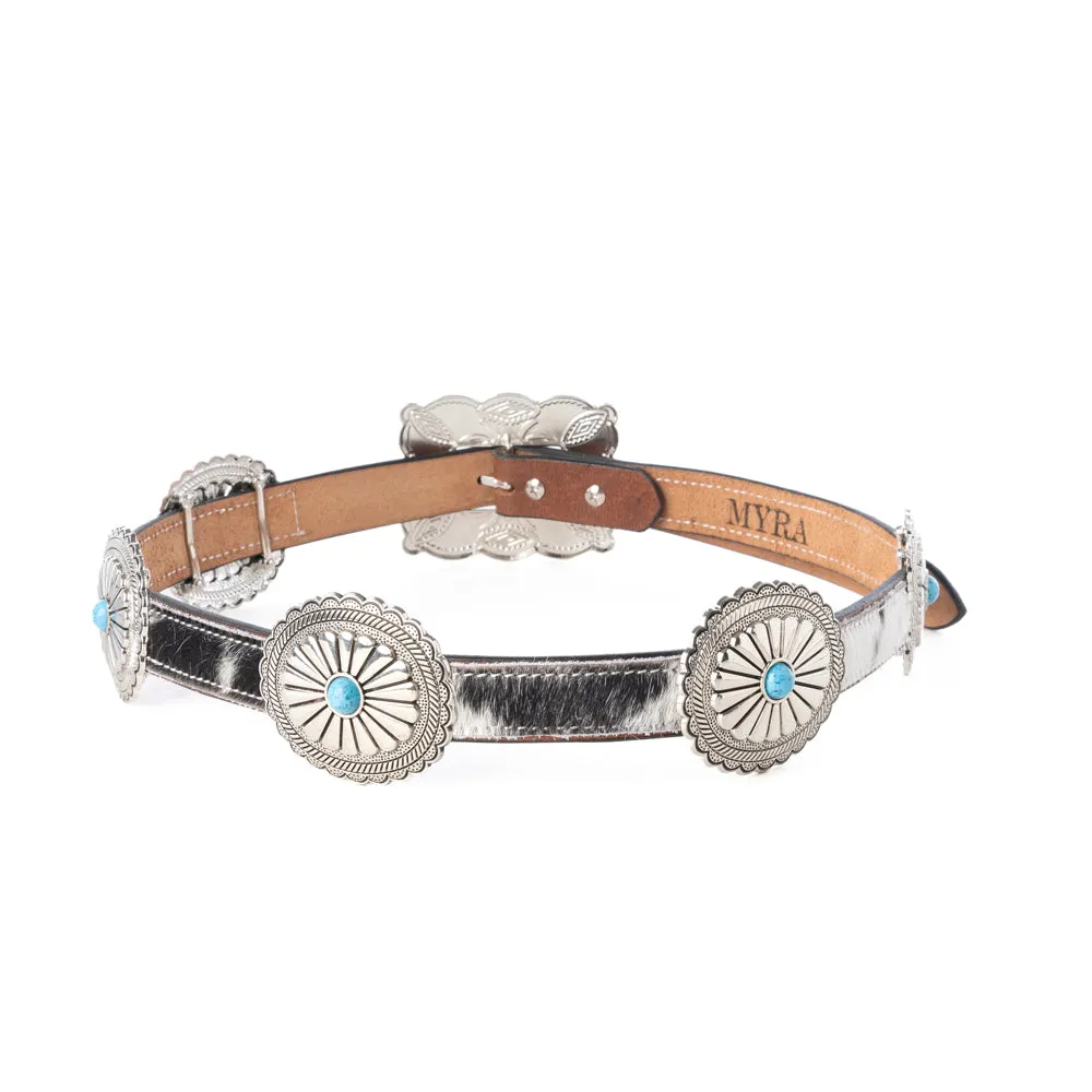 Floracrest Hairon Concho Belt for Women with Handtooling and Turquoise Stone Buckle sold by Myra Bag product image thumbnail 5