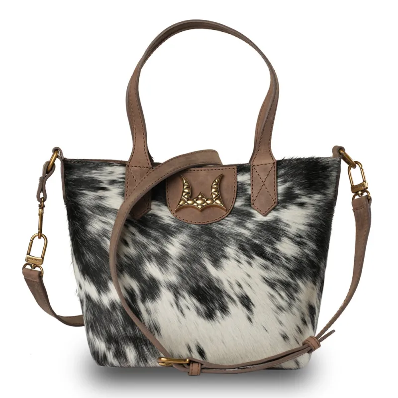 Dakota Medium CrossBody - Black & White Cowhide made by Myra Bag