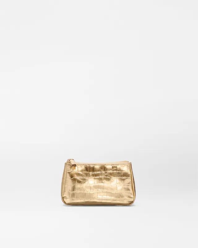 Gold Croc Effect Small Luna Cosmetic sold by MZ Wallace