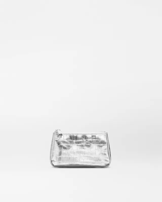 Silver Croc Effect Small Luna Cosmetic sold by MZ Wallace