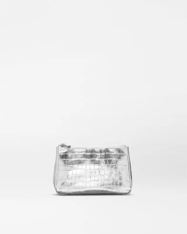 Silver Croc Effect Medium Luna Cosmetic sold by MZ Wallace