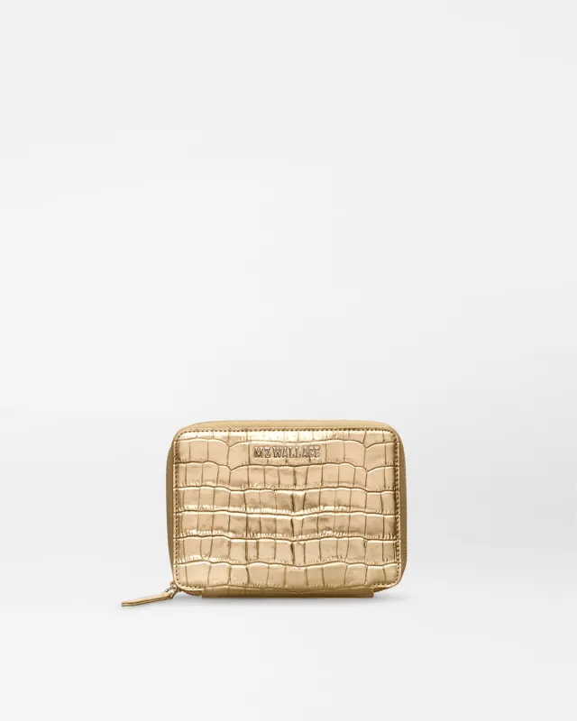 Gold Croc Effect Passport Organizer sold by MZ Wallace