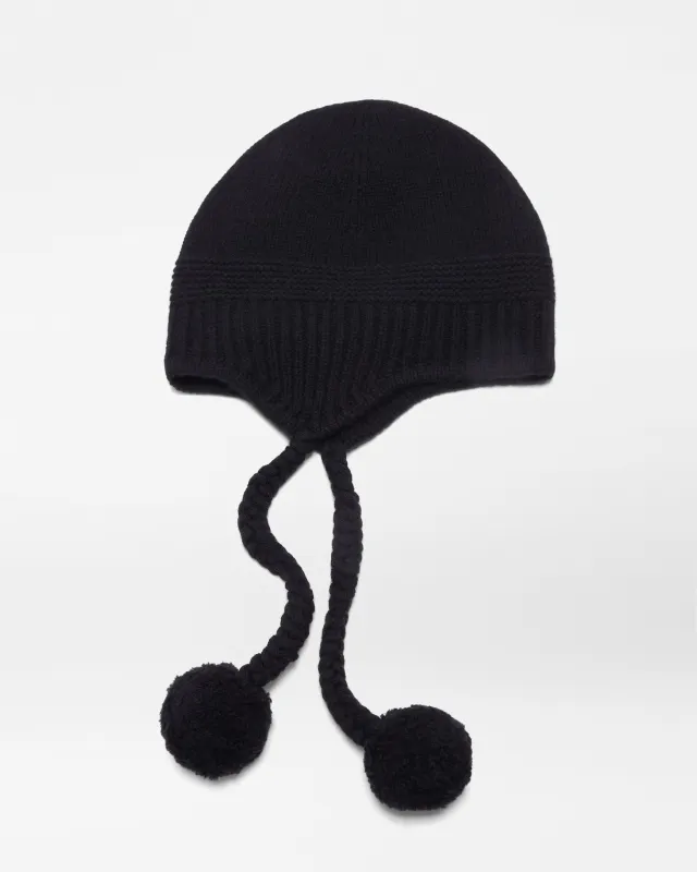 Black Cashmere Hat with Pouch made by MZ Wallace