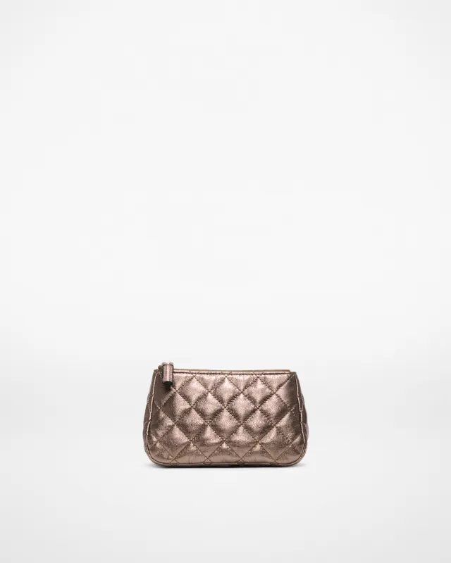 Espresso Metallic Leather Small Luna Cosmetic sold by MZ Wallace