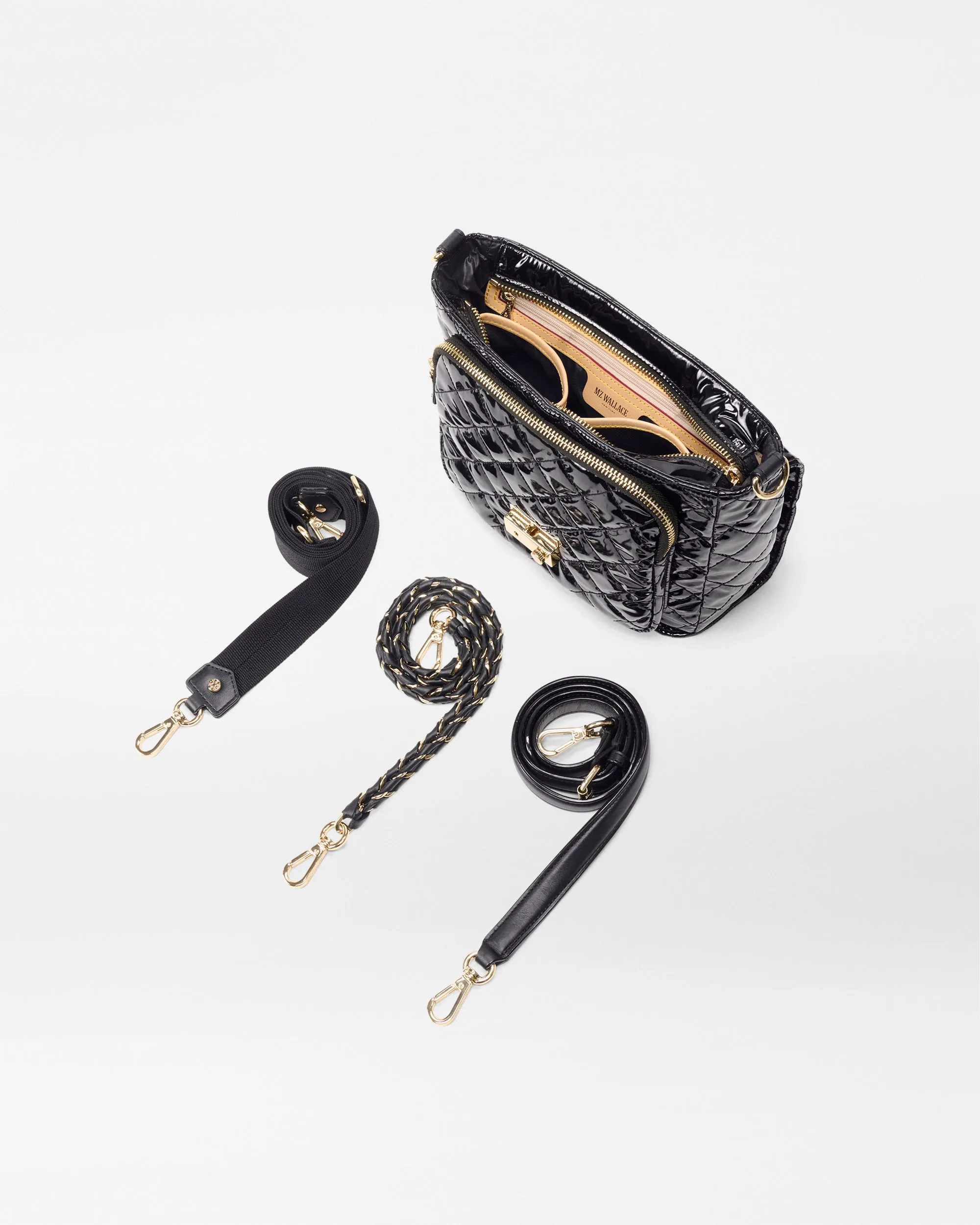 Black Lacquer Medium Crosby Lock Crossbody sold by MZ Wallace product image thumbnail 5