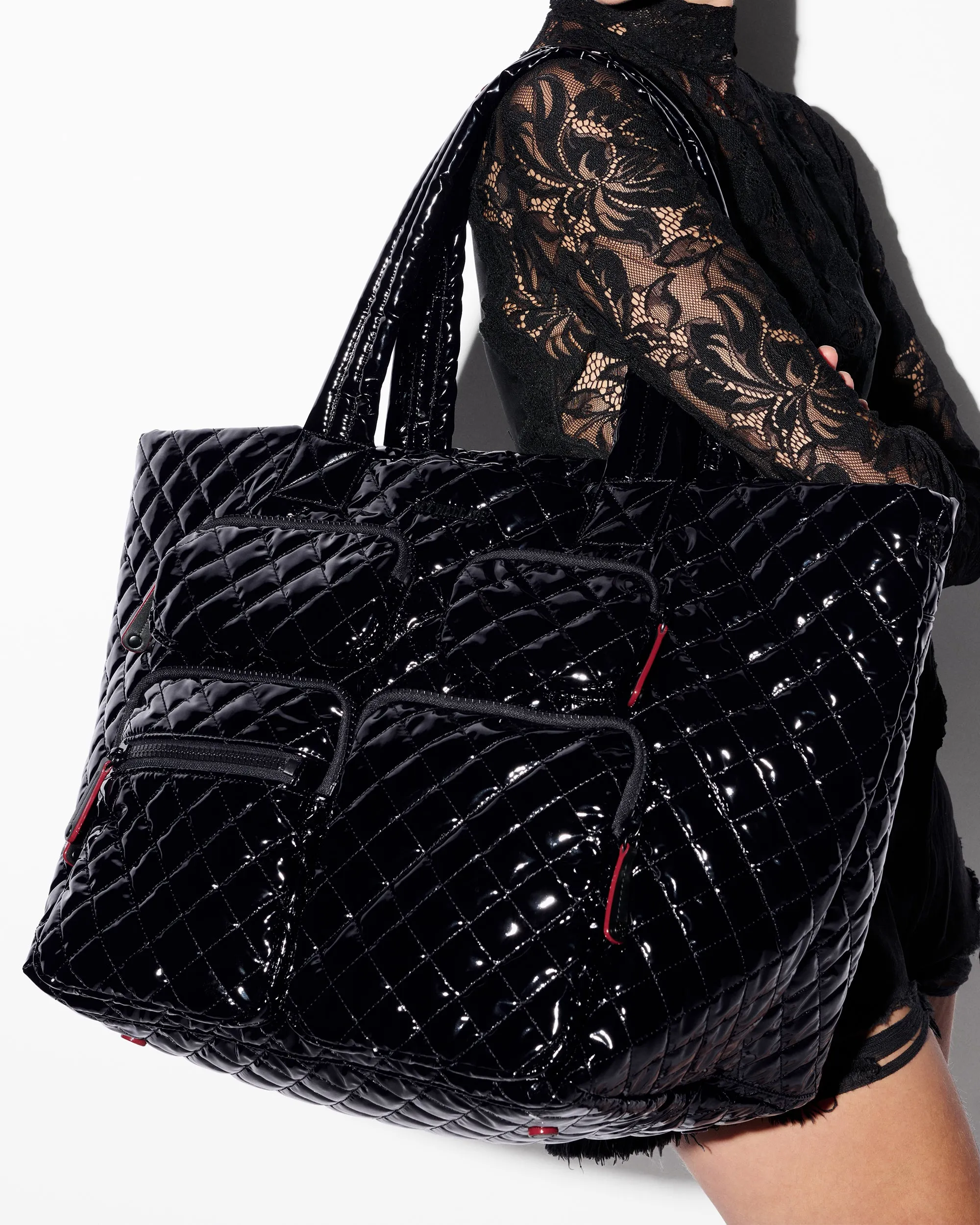 Black Lacquer Large Metro Travel Tote sold by MZ Wallace product image thumbnail 2