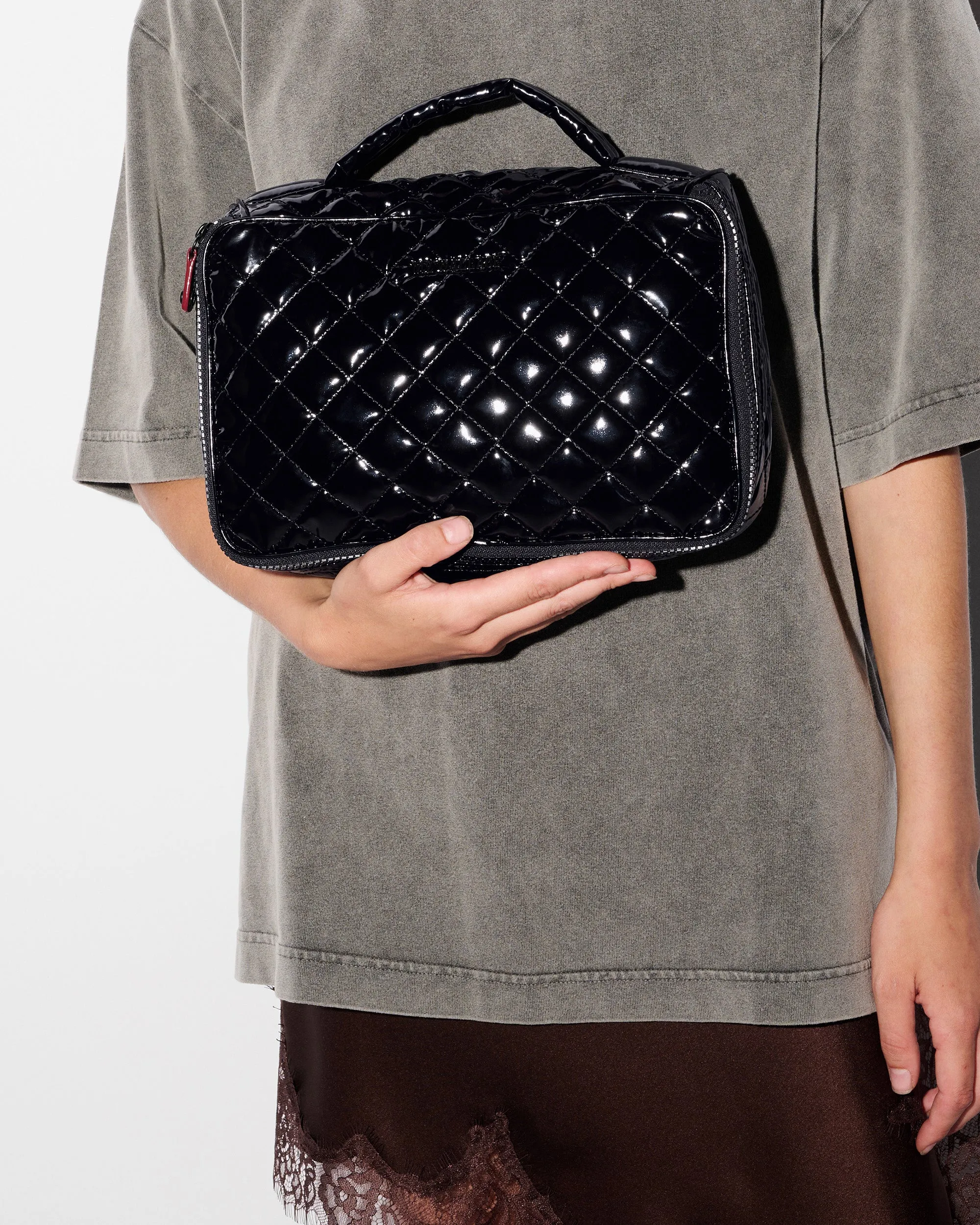 Black Lacquer Zip Round Cosmetic sold by MZ Wallace product image thumbnail 2