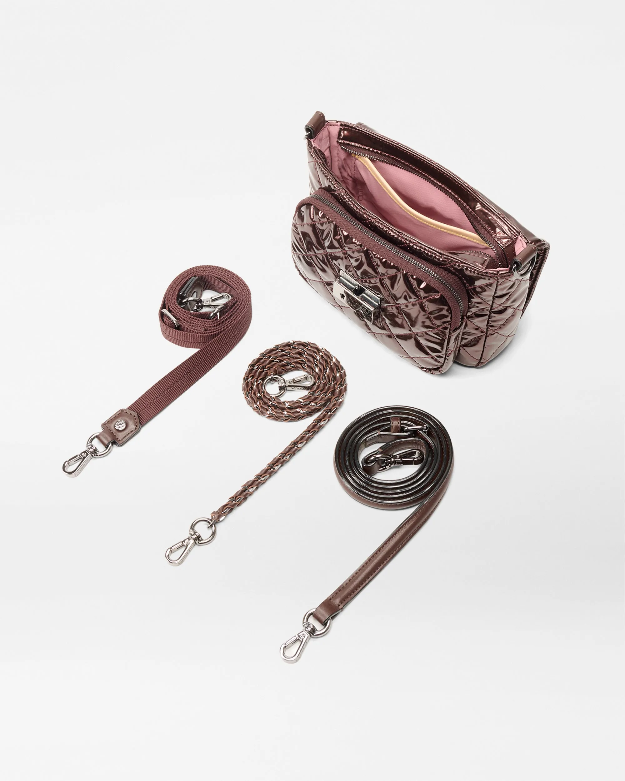 Bordeaux Lacquer Small Crosby Lock Crossbody sold by MZ Wallace product image thumbnail 4