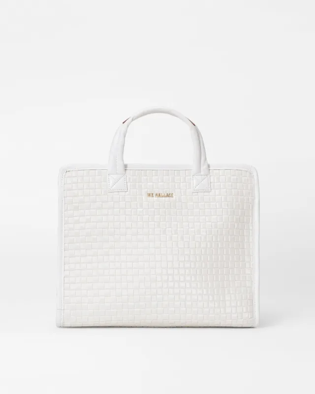 Pearl Metallic Medium Woven Box Tote sold by MZ Wallace