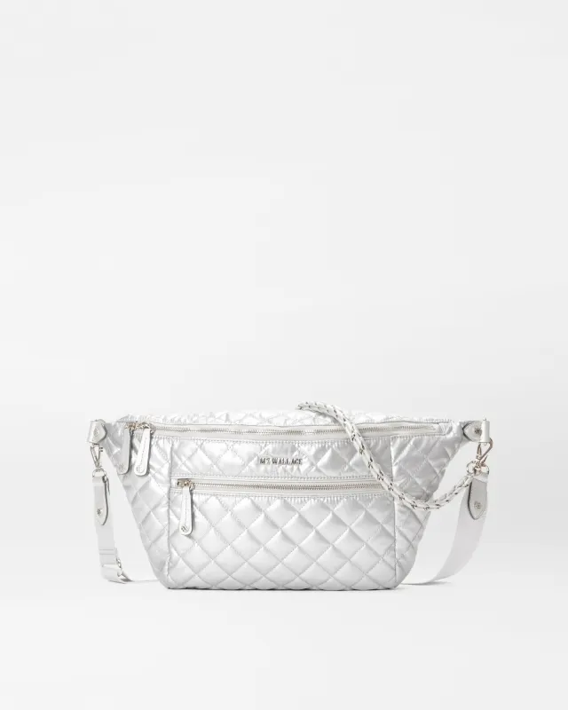 Matte Silver Crosby Crossbody Sling Bag sold by MZ Wallace