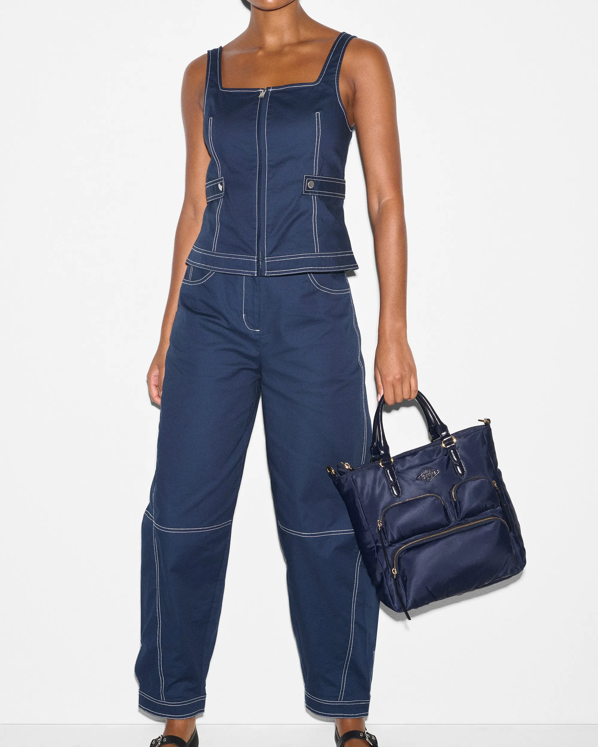 Navy Small Chelsea Top Handle Tote sold by MZ Wallace product image thumbnail 4