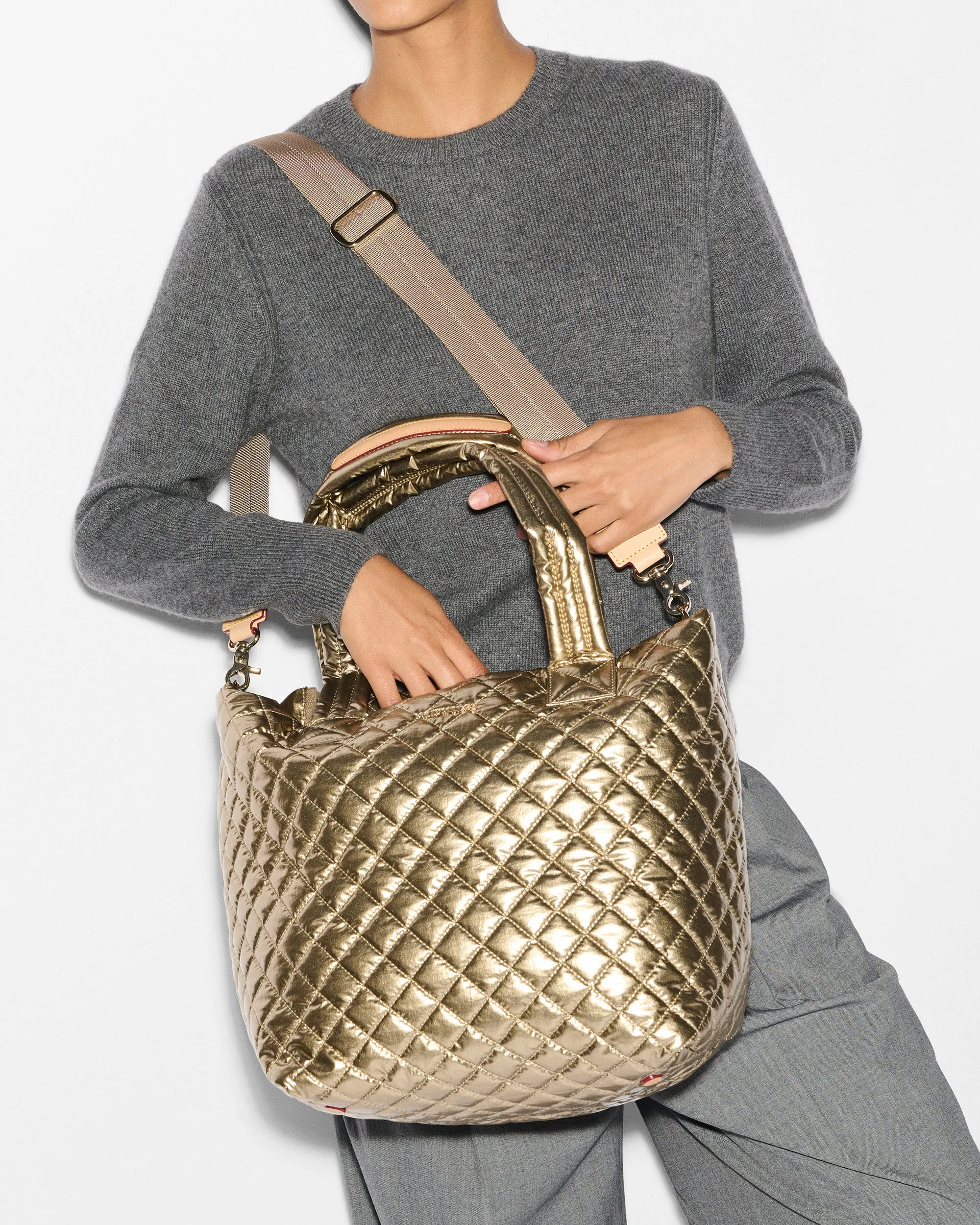 Antique Gold Metallic Medium Metro Tote Deluxe sold by MZ Wallace product image thumbnail 4